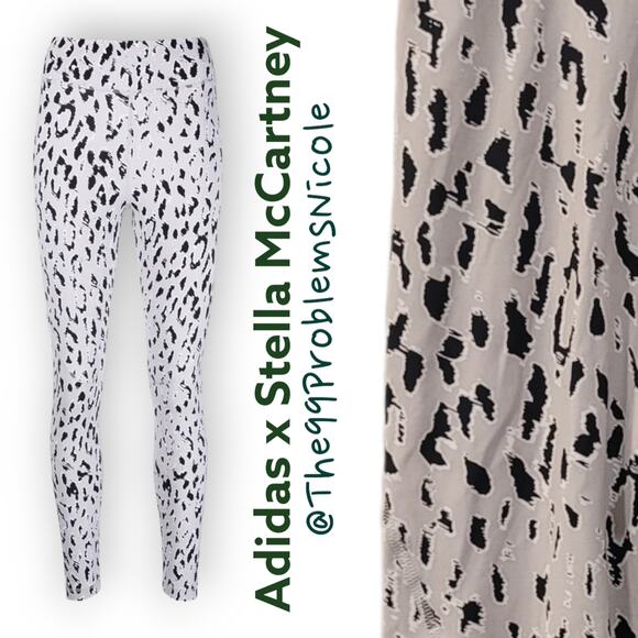 Adidas by Stella Mccartney Leopard-print Recycled Stretch Leggings In White